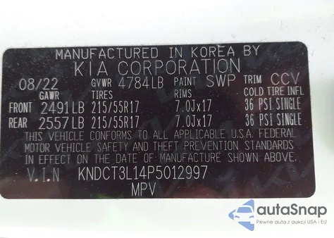 2023 Kia Niro Ev Wave из США, поврежденный, VIN KNDCT3L14P5012997